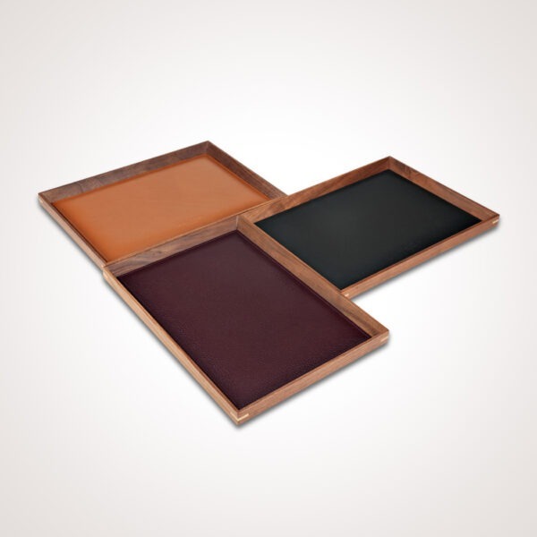 Genuine Leather Wooden Trays